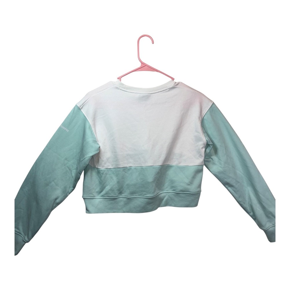 Columbia Colorblock Logo Crewneck Fleece Pullover Sweatshirt Women's XS Cropped - Picture 4 of 8